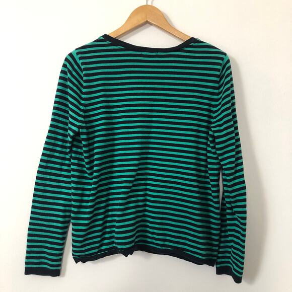 H&M Basic Stripe Sweater M Green Black Long Sleeve Knit Minimalist Indie Sleaze - Picture 4 of 7